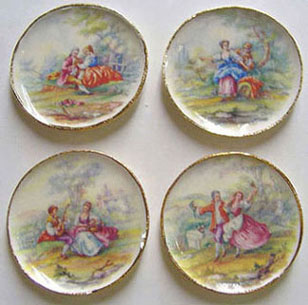 Dollhouse Miniature 4 Pink Romance Platters
